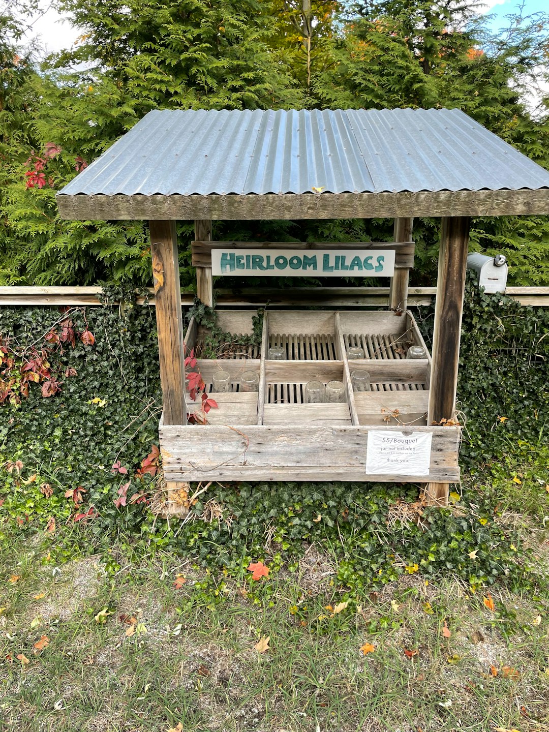 a wooden shelter in a garden